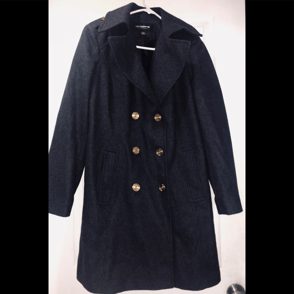 Liz Claiborne outwear long trench coat. Black